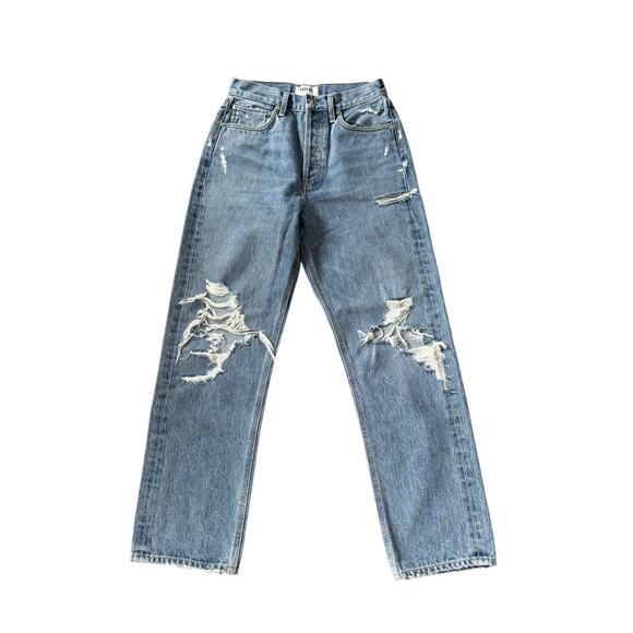 AGOLDE 90s Mid Rise Loose Fit Jeans Fall Out Distressed - Picture 2 of 12